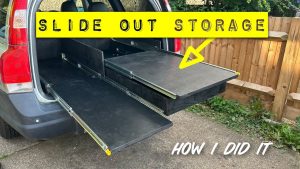 volvo xc70 camping car slide out kitchen and storage